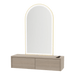 Glo Wall Mount Styling Station with Nestled Appliance Holder and Gold Arch Paloma Mirror - Kaemark