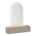 Glo Wall Mount Styling Station with Nestled Appliance Holder and Gold Arch Paloma Mirror - Kaemark