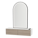 Glo Wall Mount Styling Station with Nestled Appliance Holder, Solid Surface Countertop, and Black Arch Paloma Mirror - Kaemark