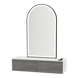 Glo Wall Mount Styling Station with Nestled Appliance Holder, Solid Surface Countertop, and Black Arch Paloma Mirror - Kaemark