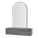 Glo Wall Mount Styling Station with Nestled Appliance Holder and Black Arch Paloma Mirror - Kaemark