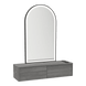 Glo Wall Mount Styling Station with Nestled Appliance Holder and Black Arch Paloma Mirror - Kaemark