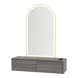 Glo Wall Mount Styling Station with Nestled Appliance Holder and Gold Arch Paloma Mirror - Kaemark