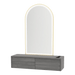 Glo Wall Mount Styling Station with Nestled Appliance Holder and Gold Arch Paloma Mirror - Kaemark