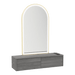 Glo Wall Mount Styling Station with Nestled Appliance Holder and Gold Arch Paloma Mirror - Kaemark