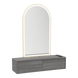 Glo Wall Mount Styling Station with Nestled Appliance Holder and Gold Arch Paloma Mirror - Kaemark