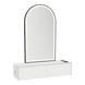 Glo Wall Mount Styling Station with Nestled Appliance Holder, Solid Surface Countertop, and Black Arch Paloma Mirror - Kaemark