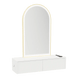 Glo Wall Mount Styling Station with Nestled Appliance Holder and Gold Arch Paloma Mirror - Kaemark