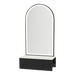 Glo Wall Mount Styling Station with Concealed Appliance Holder, Solid Surface Countertop, and Black Arch Paloma Mirror - Kaemark