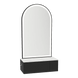 Glo Wall Mount Styling Station with Concealed Appliance Holder, Solid Surface Countertop, and Black Arch Paloma Mirror - Kaemark