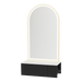 Glo Wall Mount Styling Station with Concealed Appliance Holder, Solid Surface Countertop, and Gold Arch Paloma Mirror - Kaemark