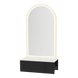 Glo Wall Mount Styling Station with Concealed Appliance Holder, Solid Surface Countertop, and Gold Arch Paloma Mirror - Kaemark