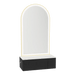 Glo Wall Mount Styling Station with Concealed Appliance Holder, Solid Surface Countertop, and Gold Arch Paloma Mirror - Kaemark