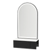 Glo Wall Mount Styling Station with Concealed Appliance Holder, Solid Surface Countertop, and Black Arch Paloma Mirror - Kaemark