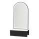 Glo Wall Mount Styling Station with Concealed Appliance Holder, Solid Surface Countertop, and Black Arch Paloma Mirror - Kaemark