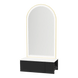 Glo Wall Mount Styling Station with Concealed Appliance Holder, Solid Surface Countertop, and Gold Arch Paloma Mirror - Kaemark
