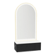 Glo Wall Mount Styling Station with Concealed Appliance Holder, Solid Surface Countertop, and Gold Arch Paloma Mirror - Kaemark
