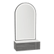 Glo Wall Mount Styling Station with Concealed Appliance Holder, Solid Surface Countertop, and Black Arch Paloma Mirror - Kaemark