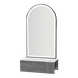 Glo Wall Mount Styling Station with Concealed Appliance Holder, Solid Surface Countertop, and Black Arch Paloma Mirror - Kaemark