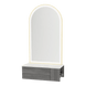 Glo Wall Mount Styling Station with Concealed Appliance Holder, Solid Surface Countertop, and Gold Arch Paloma Mirror - Kaemark