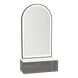 Glo Wall Mount Styling Station with Concealed Appliance Holder, Solid Surface Countertop, and Black Arch Paloma Mirror - Kaemark