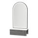 Glo Wall Mount Styling Station with Concealed Appliance Holder, Solid Surface Countertop, and Black Arch Paloma Mirror - Kaemark