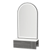 Glo Wall Mount Styling Station with Concealed Appliance Holder, Solid Surface Countertop, and Black Arch Paloma Mirror - Kaemark