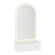 Glo Wall Mount Styling Station with Concealed Appliance Holder, Solid Surface Countertop, and Gold Arch Paloma Mirror - Kaemark