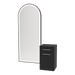 Glo Wall Mount Styling Station with Tilt-out Appliance Holder and Black Full-Length Arch Paloma Mirror - Kaemark