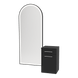 Glo Wall Mount Styling Station with Tilt-out Appliance Holder and Black Full-Length Arch Paloma Mirror - Kaemark