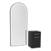 Glo Wall Mount Styling Station with Tilt-out Appliance Holder and Black Full-Length Arch Paloma Mirror - Kaemark