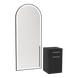 Glo Wall Mount Styling Station with Tilt-out Appliance Holder and Black Full-Length Arch Paloma Mirror - Kaemark