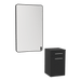 Glo Wall Mount Styling Station with Tilt-out Appliance Holder and Black Rectangle Westin Mirror - Kaemark