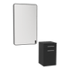 Glo Wall Mount Styling Station with Tilt-out Appliance Holder and Black Rectangle Westin Mirror - Kaemark