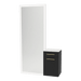Glo Wall Mount Styling Station with Tilt-out Appliance Holder, Solid Surface Countertop, and Silver Full-Length Rectangle Glo Mirror - Kaemark