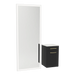 Glo Wall Mount Styling Station with Tilt-out Appliance Holder, Solid Surface Countertop, and Silver Full-Length Rectangle Glo Mirror - Kaemark