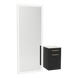 Glo Wall Mount Styling Station with Tilt-out Appliance Holder, Solid Surface Countertop, and Silver Full-Length Rectangle Glo Mirror - Kaemark