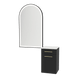Glo Wall Mount Styling Station with Tilt-out Appliance Holder, Solid Surface Countertop, and Black Arch Paloma Mirror - Kaemark