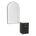 Glo Wall Mount Styling Station with Tilt-out Appliance Holder, Solid Surface Countertop, and Black Arch Paloma Mirror - Kaemark