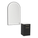 Glo Wall Mount Styling Station with Tilt-out Appliance Holder, Solid Surface Countertop, and Black Arch Paloma Mirror - Kaemark
