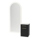 Glo Wall Mount Styling Station with Tilt-out Appliance Holder, Solid Surface Countertop, and Gold Full-Length Arch Paloma Mirror - Kaemark