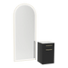 Glo Wall Mount Styling Station with Tilt-out Appliance Holder, Solid Surface Countertop, and Gold Full-Length Arch Paloma Mirror - Kaemark