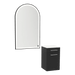 Glo Wall Mount Styling Station with Tilt-out Appliance Holder, Solid Surface Countertop, and Black Arch Paloma Mirror - Kaemark