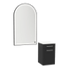 Glo Wall Mount Styling Station with Tilt-out Appliance Holder, Solid Surface Countertop, and Black Arch Paloma Mirror - Kaemark