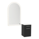 Glo Wall Mount Styling Station with Tilt-out Appliance Holder, Solid Surface Countertop, and Gold Arch Paloma Mirror - Kaemark