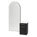 Glo Wall Mount Styling Station with Tilt-out Appliance Holder, Solid Surface Countertop, and Black Full-Length Arch Paloma Mirror - Kaemark