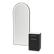 Glo Wall Mount Styling Station with Tilt-out Appliance Holder, Solid Surface Countertop, and Black Full-Length Arch Paloma Mirror - Kaemark