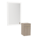 Glo Wall Mount Styling Station with Tilt-out Appliance Holder and Silver Rectangle Glo Mirror - Kaemark