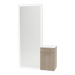 Glo Wall Mount Styling Station with Tilt-out Appliance Holder, Solid Surface Countertop, and Silver Full-Length Rectangle Glo Mirror - Kaemark