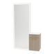 Glo Wall Mount Styling Station with Tilt-out Appliance Holder, Solid Surface Countertop, and Silver Full-Length Rectangle Glo Mirror - Kaemark